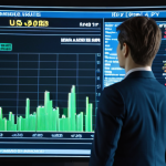 A sophisticated financial analyst, mid-shot, calmly observing a holographic display showing real-time global economic data, including currency exchange rates (USD/JPY, EUR/JPY) and AI-generated market predictions. The setting is a modern, high-tech office, with digital interfaces and charts seamlessly integrated into the environment. Emphasize a blend of human intuition and advanced technology, conveying intelligence, stability, and future-oriented analysis. Colors should be cool blues, greens, and subtle gold, suggesting wealth and clarity.