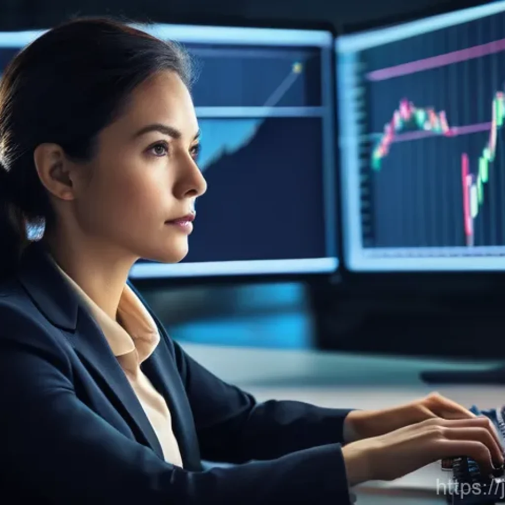 외환관리사와 경영진 보고 준비 - **Prompt:** A focused and determined female foreign exchange (FX) manager, in her late 30s, dressed ...