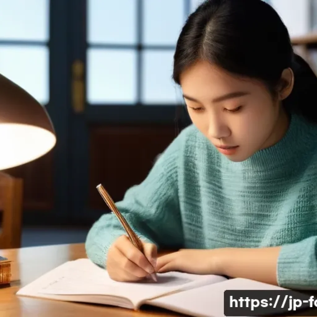 외환관리사 시험 대비 모의고사 - **Prompt 1: Focused Exam Preparation**
"A diligent young woman (early 20s, East Asian, wearing c...