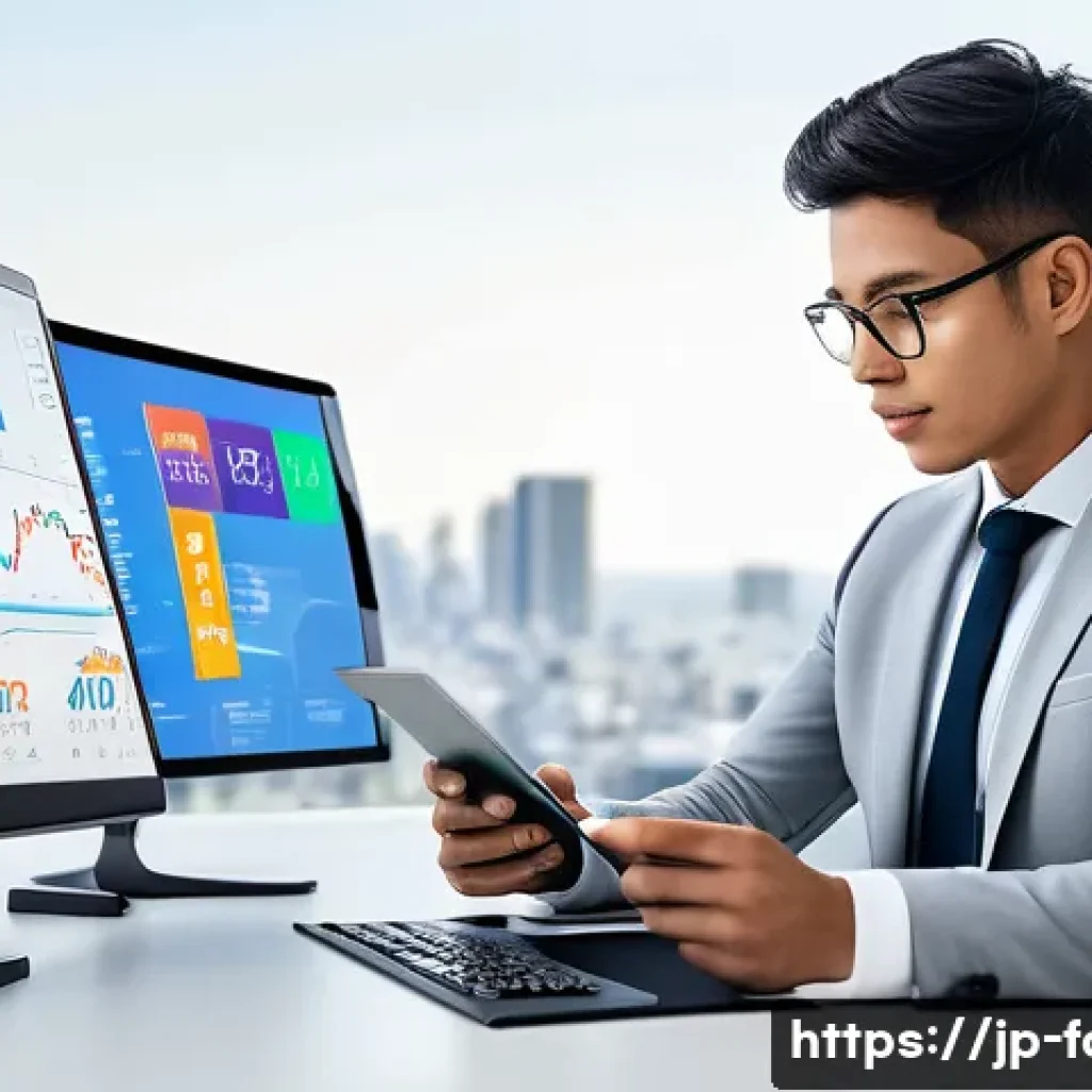 외환관리사와 글로벌 금융 위기 사례 - **Prompt:** A diverse young professional, in their late 20s, with a calm and focused expression, sit...