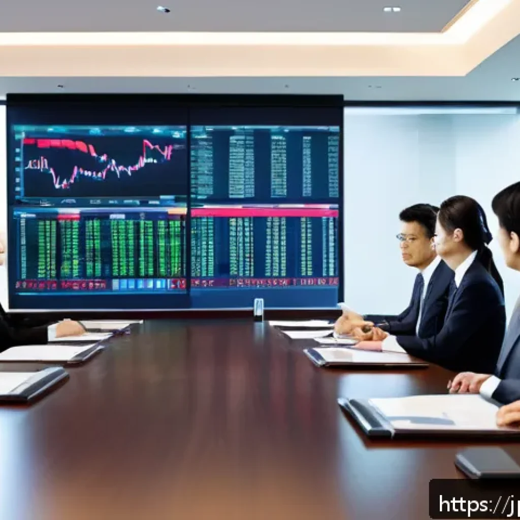 외환관리사와 외환 교육 사례 연구 - A modern Japanese corporate finance office scene showing a diverse team of professionals in business...