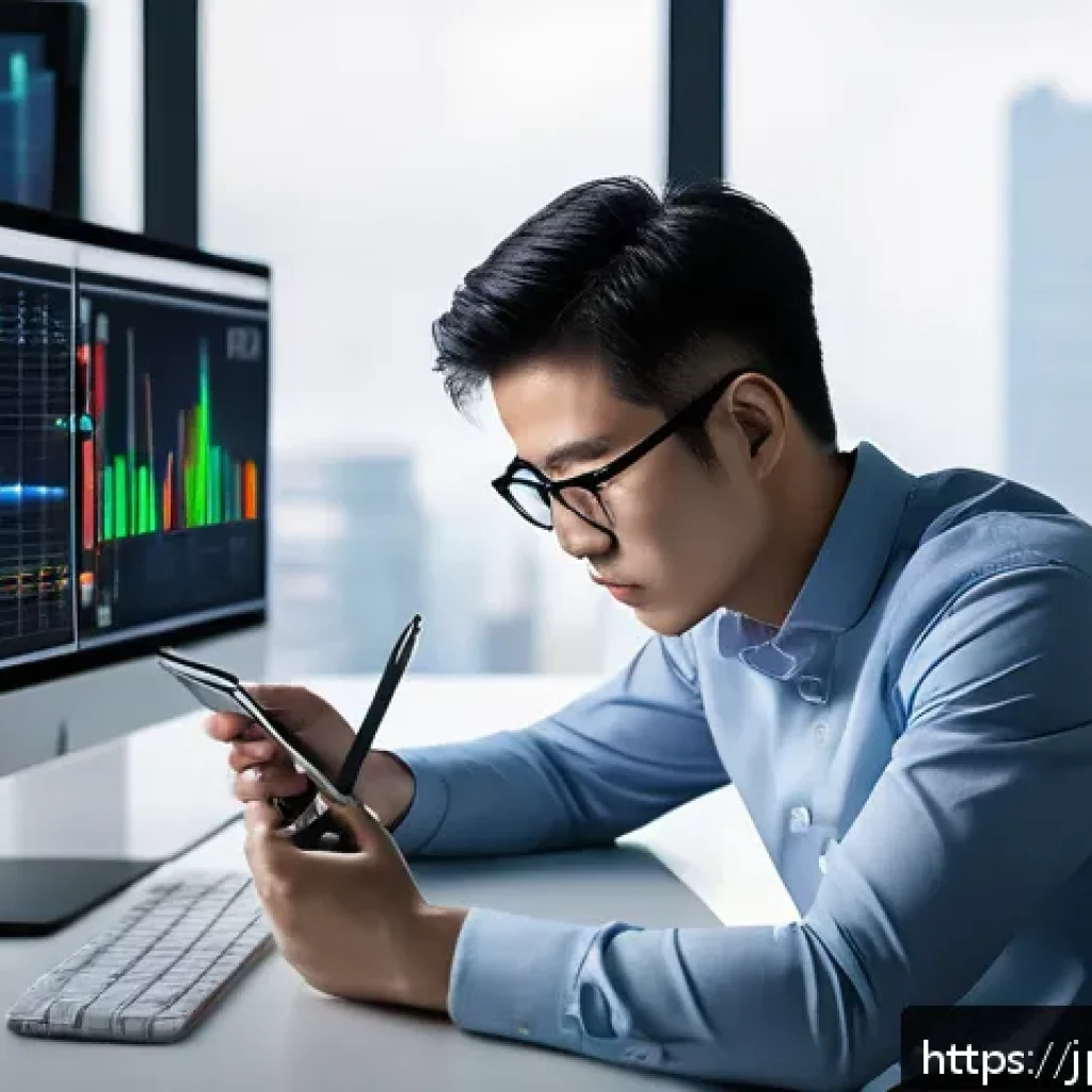 외환관리사와 외환 시장 전략 개발 - A modern, sleek forex trading desk setup with multiple high-resolution monitors displaying colorful ...