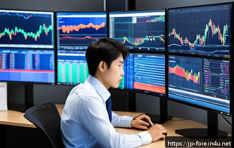 외환관리사와 외환 거래 성공 전략 공유 - A sophisticated Japanese office environment with a professional trader analyzing multiple Forex curr...