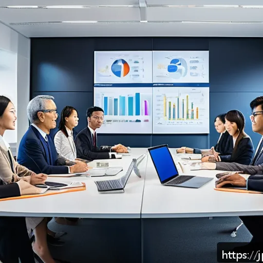 외환관리사와 국제 비즈니스 커뮤니케이션 - A modern international business meeting scene showing diverse professionals communicating via a high...