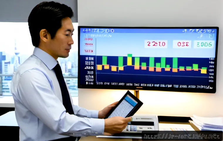 외환관리사와 외환 정책 제안 사례 - Photorealistic Japanese foreign exchange manager in a modern Tokyo office, professionally dressed, r...